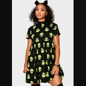 Black Friday alien print babydoll dress